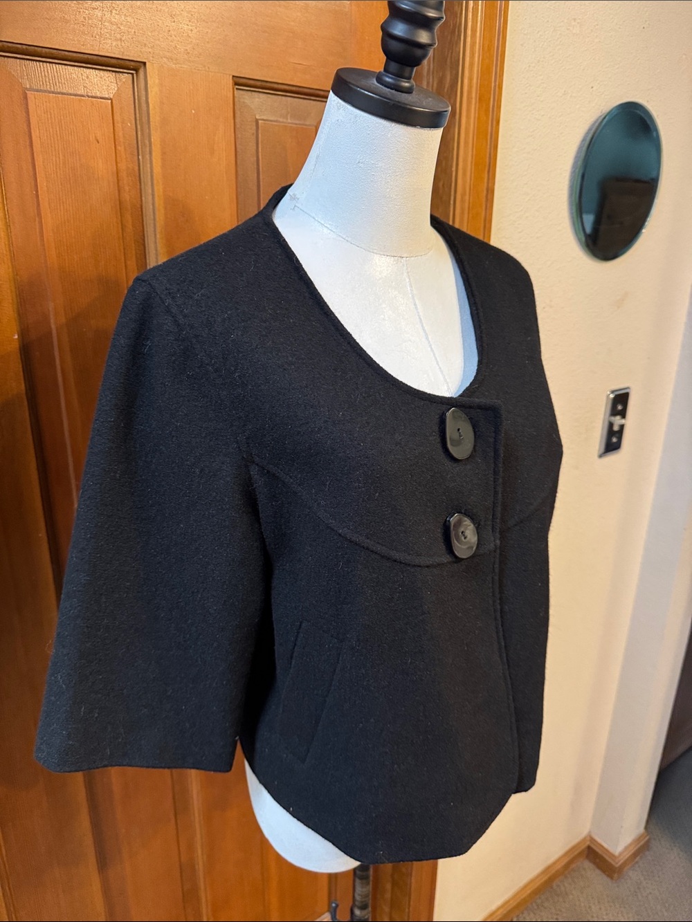 Luciano Dante Women's Black Short Jacket with Large Buttons Size 12
